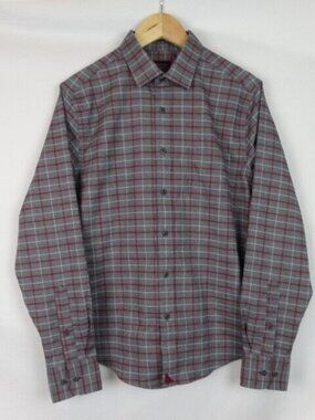 Untuckit Men's Shirt Size Medium Gray Plaid Gunther Long Sleeve Button Down